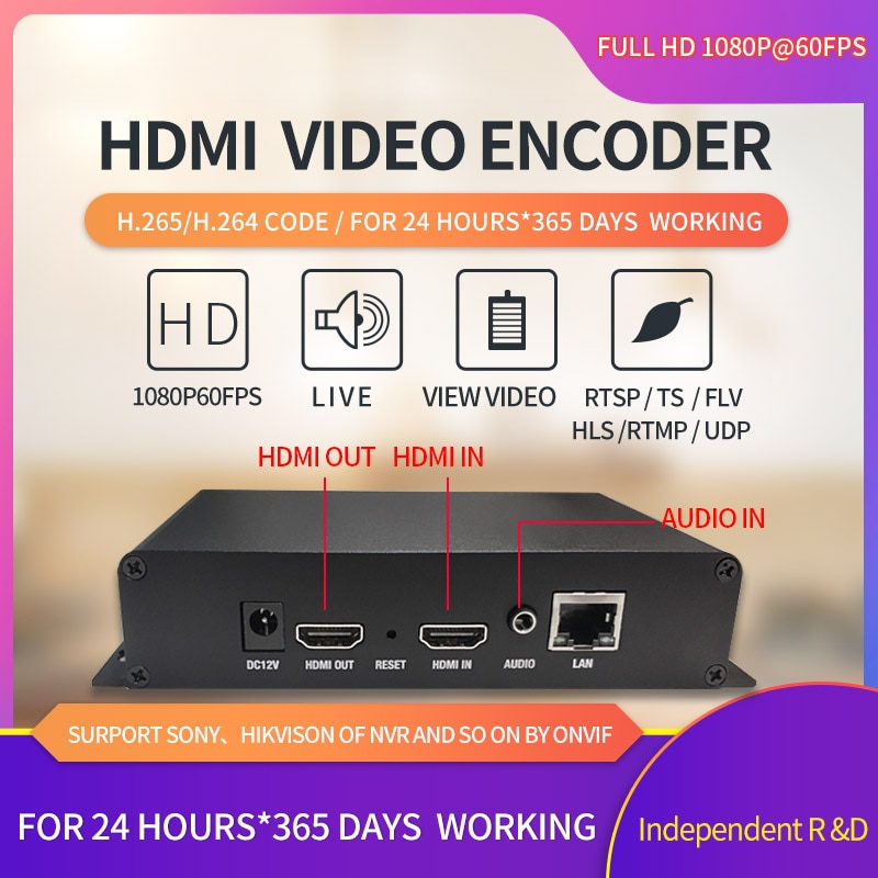 HDMI H265 H264 1080 P60FPS  ڴ, IP Ʈ, SRT, RTMP, RTSP, TS, HLS-M3U8, FLV, UDP  